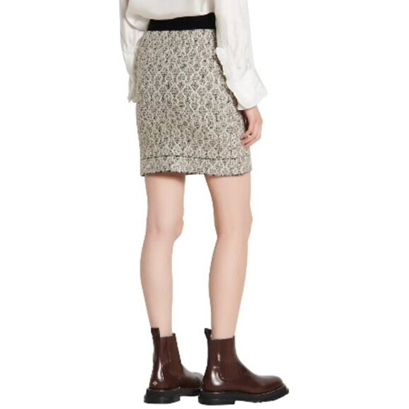 NWT Sandro metallic tinsel short jacquard knit wool blend skirt, M - Picture 12 of 16